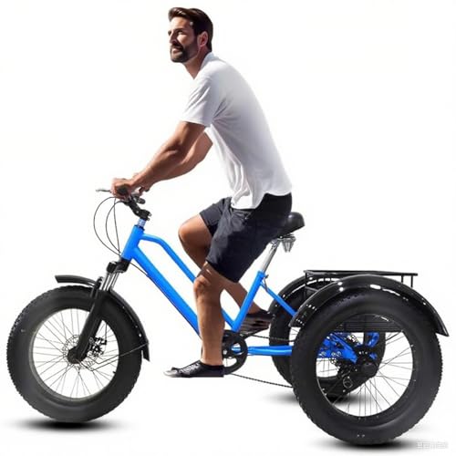 Kcolic Triciclos Ruedas Anchas con Cesta para Adultos, Bicicletas Crucero 3 Ruedas, 20 Pulgadas, 7 Velocidades, Cuadro Acero Carbono, para Ejercicio Hombres Y Mujeres A,20in7