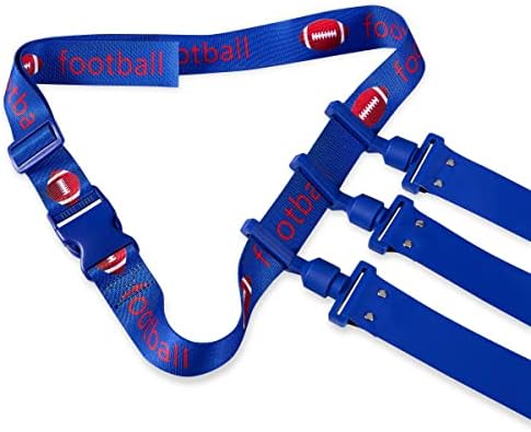 Flag Football Belt, Flag Football Belts For Kids/Youth, 6 Pieces Per Set, Includes 4 Flags 1 Adjustable Belt 1 Wristbands (blue)
