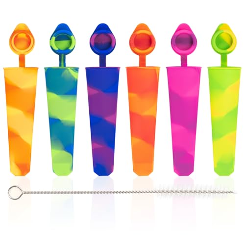 Bolsas de hielo de agua, 6 unidades, moldes de hielo con tapa, moldes de hielo reutilizables, moldes de helado de silicona, moldes para hielo de agua, moldes para helados de agua, sin BPA (multicolor)