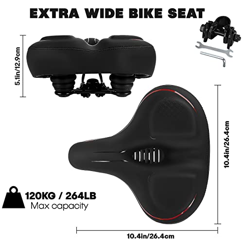 Tonbux Oversized Bike Seat For Men Women Comfort,Wide Bike Seat Cushion Replacement, Breathable Corfortable Bicycle Seat Saddle Compatible With Peloton/Exercise/Stationary/Electric/Cruiser Bikes #TOP5