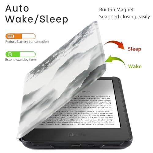 Image of CoBak Case for All New 6 Inch E-Reader 2024 and 2022 (11 Generation) - PU Leather Smart Cover, Auto Sleep and Wake, not Compatible with Kobo Clara,Ink Mountain