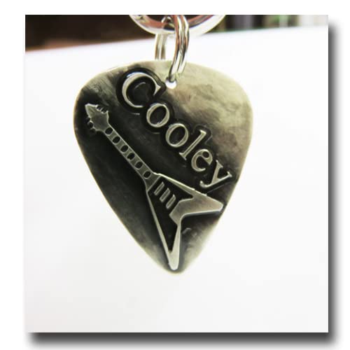 Miniatura 3 de Guitar Pick Dog Pet Tag Id-Custom Pet Id Etched Copper Brass Nickel-Music Collar Pet Tag-Guitar Pet Tag-Music Lover Dog Tag (1", Nickel Silver)
