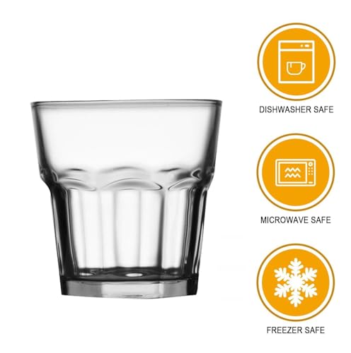 Image of bellemax 300 ML Premium Clear Glass Tumbler | Heavy Base Juice Glasses for Water, Soft Drinks, Cocktails, Mocktails & Cold Beverages | Durable Drinking Glass Set for Home, Kitchen(Set of 6)