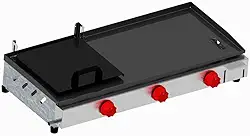 Chapa Chapeira 70x30 Chapa de Lanches Semiprofissional A Gás Baixa Pressão Frontal Inox com 3 Queimadores e Prensa