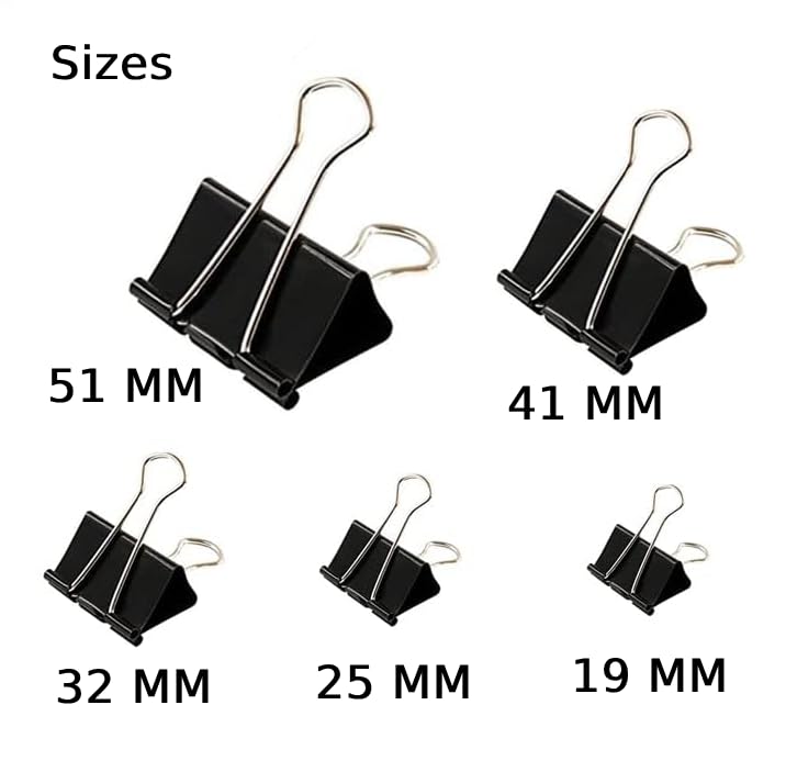 NSSP Black Large Paper Clips for Notes Letter, Papers,Binder Clamps in Office, Home, School, Institutions, Paper Holding Capacity Files Organized and Secure (41 MM, 24) 2