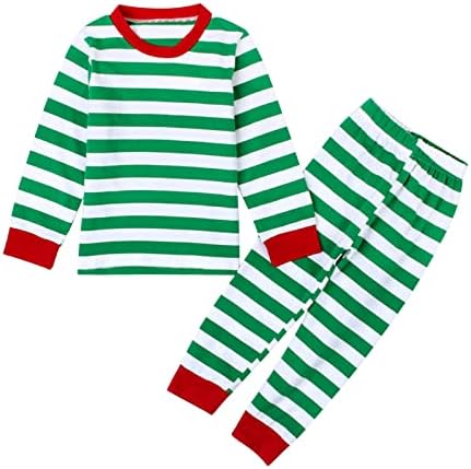 Men’s Fleece Robe Toddler Kids Baby Boys Girls Set PJ’s Pajamas Christmas Sleepwear Striped T-shirt (Green, 6-7 Years)