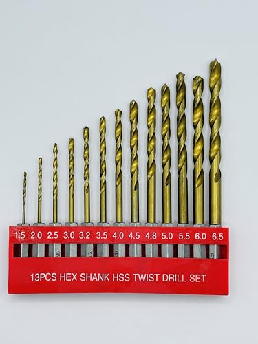 hep 13pc Titanium Coated Hss Drill Bit High Speed Twist Steel drill Bit 1/4 Hex With Holder For wood metal aluminium