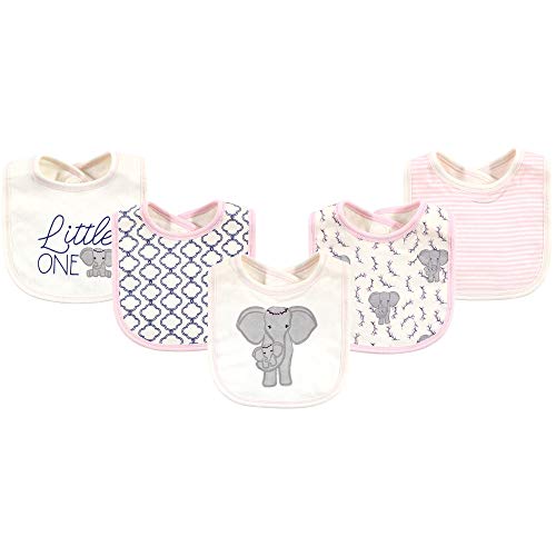 Image of Touched by Nature Unisex Baby Organic Cotton Bibs, Girl Elephant, One Size