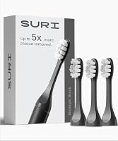 SURI Recyclable Plant-Based, Electric Toothbrush Heads - Long Lasting Replacement Heads | Compatible Only with SURI Sonic Electric Toothbrush - Midnight Black, Pack of 3