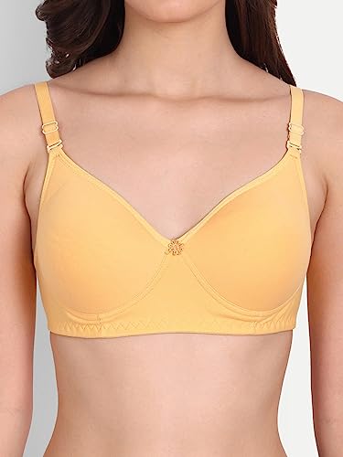 Image of Padded Everyday Bra for Women - Made of Pure Cotton Full Coverage Non Wired Seamless Pushup Soft Cup for T-Shirt Saree Dress Sports Garment for Daily Use Everyday