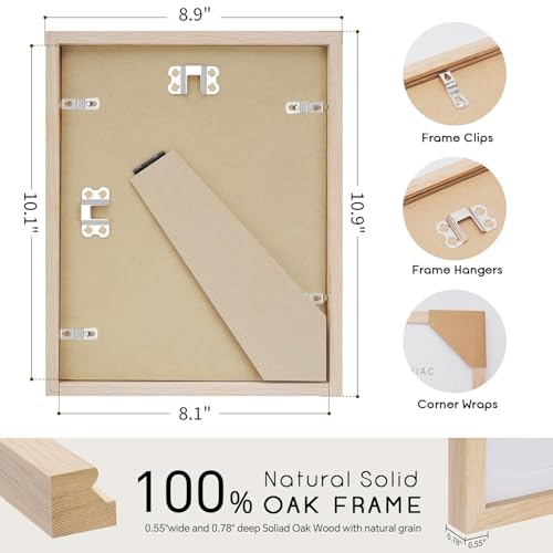 puthiac 8x10 Oak Wood Picture Frame -8x10 Frame Wood, 8"x10" Natural Solid Wood Poster Frames for Wall Art Photo and Prints(3 Pack, Beige)