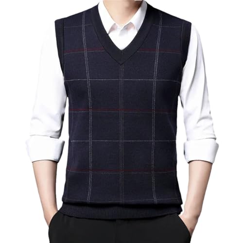 Dninmim Men's Thickened Casual Sweater Tank Top V-Neck Sleeveless Warm Pullovers Vest