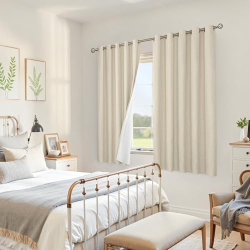 Image of YoungsTex Extra Wide Linen 100% Blackout Curtains for Bedroom 63 Inch Length, Thermal Insulated Window Drapes with Grommet Darkening for Living Room, 2 Panels, 60 X 63 Inch