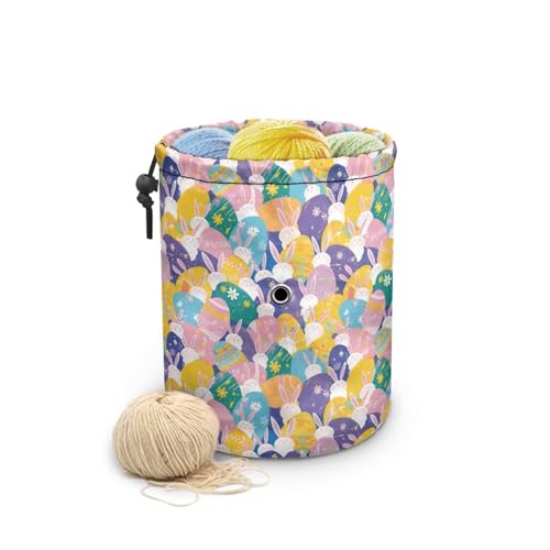 Image of Sellikakes Colorful Bunny Egg Small Yarn Bag Knitting Organizer Crochet Storage Bag Store Crocheting Supplies Needles Skein Balls Sewing Accessories