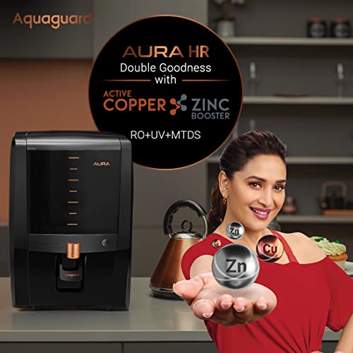 Image of Aquaguard Aura High Recovery RO+UV+MTDS|Patented Active Copper & Zinc Booster|Saves up to 75% water|UV e-boiling|Wall or Countertop Installation|Taste Adjuster(MTDS)|7L Storage by Eureka Forbes