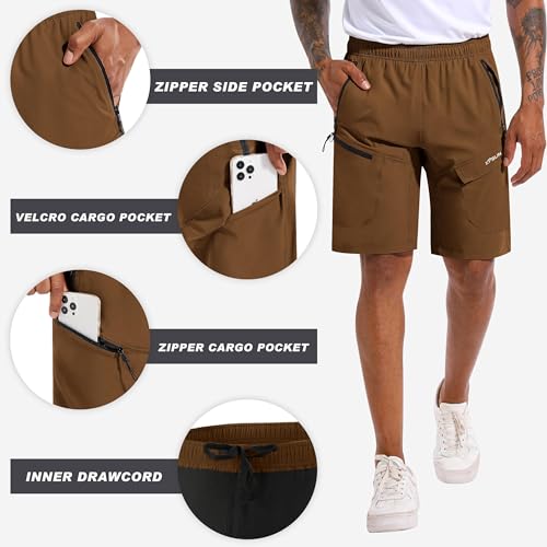 Men's Mountain Bike Shorts 3D Padded Baggy Bicycle Riding Cycling Shorts Quick Dry Lightweight Biking Shorts(Brown,XL)