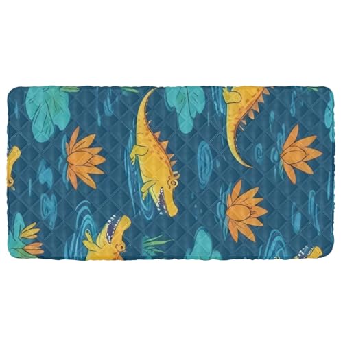 Hezely Toddler Fitted Sheet, Toddler Mattress, Portable Folding Mattress for Kids 49.6x24.8 Inch,Cute Crocodile (1 pcs)