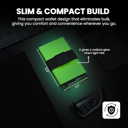 Image of CODE 118 Wallet for Men - Slim Minimalist Aluminum Smart Wallet with RFID Blocking - Compact cash and Credit card holder with Pop Up Ejector (Classic, Glow)