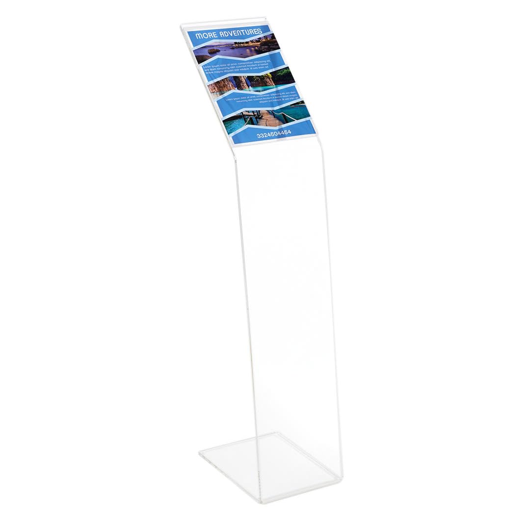 Danieli Store | Expositor de Pie Atril de Metacrilato con Portagráfica A4 Vertical | Soporte Informativo Transparente para Tiendas, Oficinas y Eventos