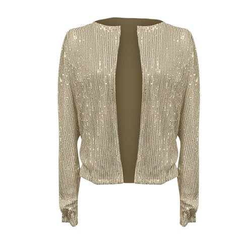 Veste courte confortable avec col montant et paillettes brillantes femme