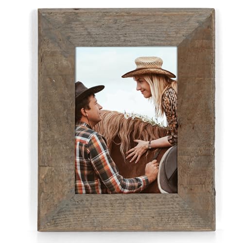 Rustic Picture Frame 5x7, 100% Reclaimed Wood Frame with Tempered Glass, Farmhouse Style Photo Frame 5''x7'' Distressed & Vintage Looking Wall Decor Gallery Wall Frame Set Mounting or Table Display