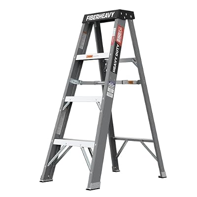 Fiberglass Step Ladder 4-Step 250lbs Gray
