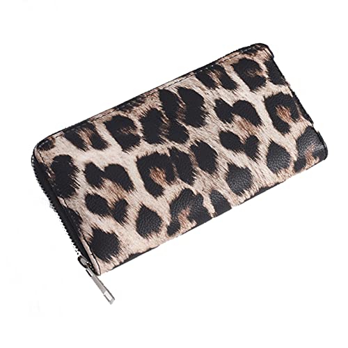 Foyinbet Leopard Print Wallets For Women Cheetah Animal Print Wallet And Purse Leather Zipper Closure Card Slots Brown #TOP24