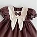 kavrozee Toddler Girls' Dress,Ruffle Sleeved Fashion V-Neck Bow College Style Retro Princess Dresses (US, Age, 18 Months, 24 Months, Browns)