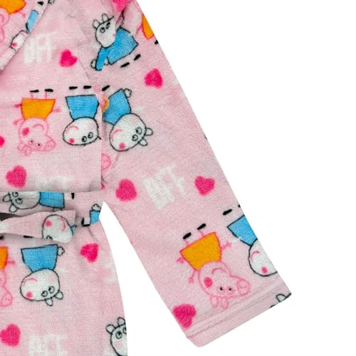 Peppa Pig Toddler Girls Fleece Kids Hooded Robe - Super Soft Plush Kids Spa Bathrobe with Pockets, 2T-5T - Official Product3