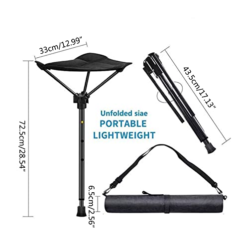 Image of Adjustable Telescopic Folding Stool Portable Single Leg Tall Chair for Outdoor Camping Walking