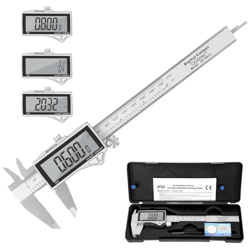 Adoric Digital Caliper, Caliper Measuring Tool Stainless Steel Vernier Caliper Digital Micrometer with Large LCD Screen, Easy Switch from Inch Metric Fraction, 0-6" Caliper Tool for DIY/Household
