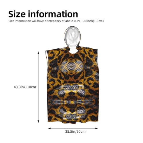 Poncho surf microfibre léger avec capuche imprimé serpent jaune pour l'été
