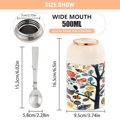 Termo de comida de acero inoxidable de 500 ml, recipiente térmico hermético 4