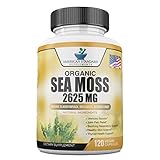 Organic Sea Moss 2625mg, Maine USA Hand Harvested, Irish Moss Bladderwrack and Burdock Root, Sea Moss Capsules, SeaMoss, Irish Sea Moss Alternative To Sea Moss Powder, Sea Moss Gel, 120 Vegan Capsules