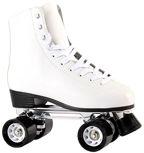 Pattini a rotelle in vera pelle neri con stopper