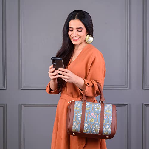 Image of ZOUK Printed Vegan Leather Handmade Women's Handbags with double handles and detachable Sling Strap