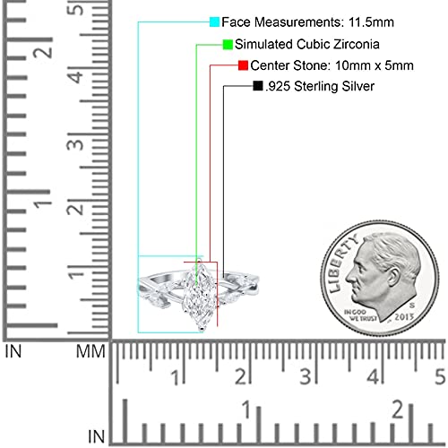 Blue Apple Co. Infinity Twist Marquise Art Deco Engagement Wedding Bridal Ring Round Simulated Cubic Zirconia 925 Sterling Silver4