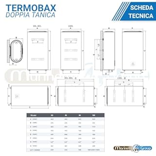 Scaldabagno elettrico DOPPIA TANICA camera serbatoio WIFI lt 30 50 80 100 litri verticale/orizzontale ThermoBax (50 litri)