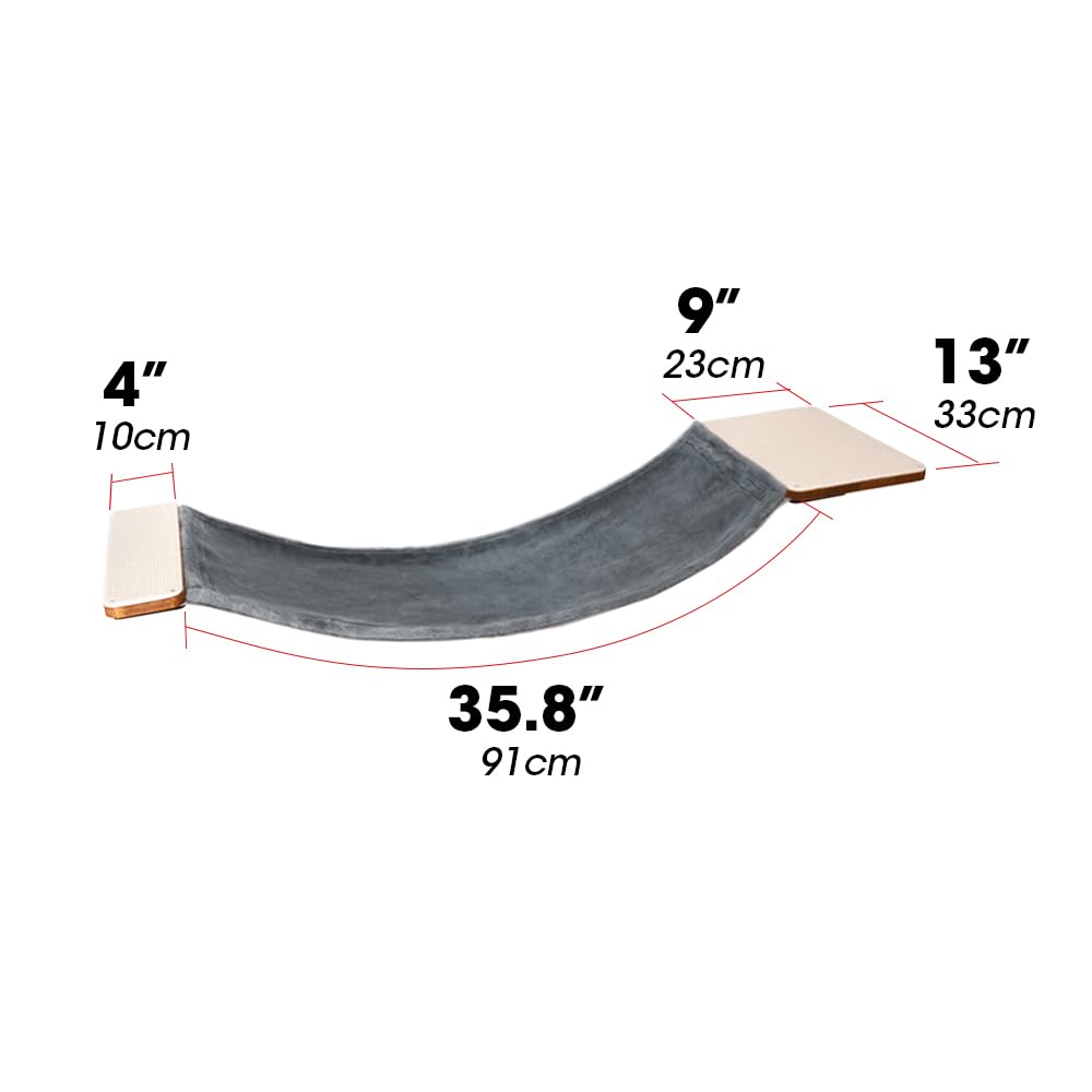 Hamaca de pared para gatos con diseño de doble tela, cama resistente para gatos grandes, puente para gatos y percha de pared para gatos con marco de metal y estante de madera para un descanso