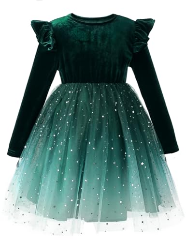 Toddler Baby Girl Christmas Dress for Girls Long Sleeve Girls Velvet Tutu Winter Party Dress