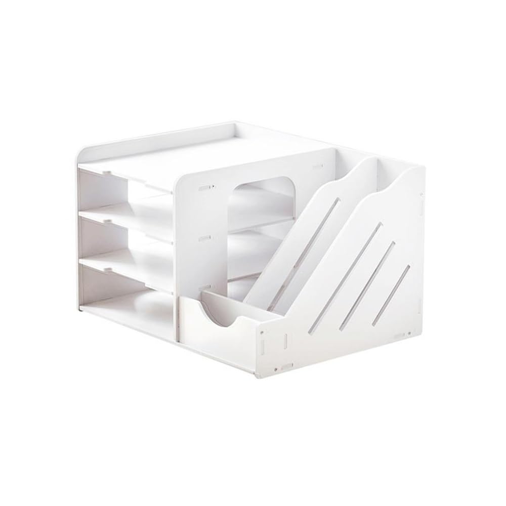 J9V4G6S3B5 Desktop File Rack Desk Organizers and Accessories, 4-Tier Paper Letter Tray Organizer with File Holder