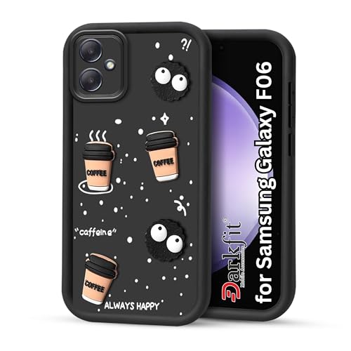 Image of DARKFIT Back Case Cover Compatible for Samsung Galaxy F06 5G | Cute Fun Cartoon 3D Ball | Coffee Silicone Case | Case Cover with Camera & Body Protection| Shock Proof | for Samsung F06 5G| Color Black