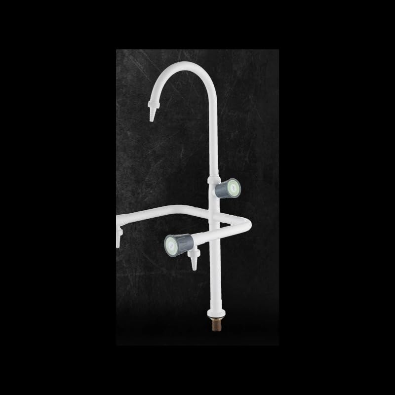 Industrietauglich Drei-Auslauf Laborarmatur Drei-Wege-Wasserhahn weiß PP beschichtet mit Schwanenhals für Biologie- und Naturwissenschafts-Klassenzimmer