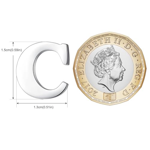 Image of HONEY BEAR Initial Alphabet Letter Lapel Pins Collar Badge Brooches for Mens /Womens Shirt Dress Decoration Silver
