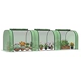 Outsunny Serra da Giardino a Tunnel in Acciaio e Plastica PP con Porte Avvolgibili, 295x100x80 cm, Verde