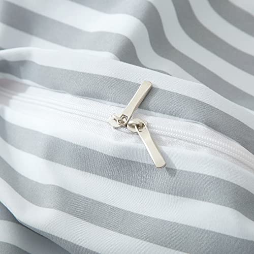 EAVD Duvet Cover Queen Grey Striped Duvet Cover Soft Microfiber White and Grey Striped Bedding Set with 2 Pillowcases Reversible Geometric Striped Comforter Cover with Zipper Closure - Image 8