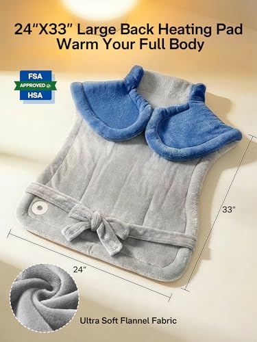 Image of ALLJOY Heating Pad for Back Pain Relief, 24 inchx33 inch Weighted Heating Pads for Neck and Shoulder, Gifts for Women Men, Back Heating Pads Fast-Heating with 10 Heat Settings, 4 Timing Setting, Blue