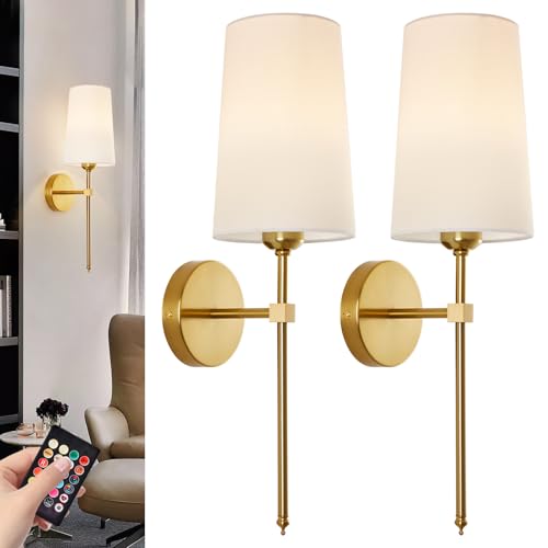 CCKZQYR Battery Operated Wall Sconces, Wall Sconces Sets of 2, Rechargeable Wall Lights, with Remote Control Dimmable Detachable Bulb, Suitable for Bedroom Living Room Corridor Kitchen