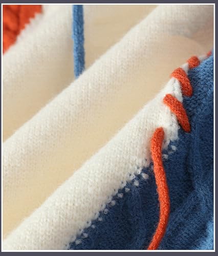 Men's Color Block Sweater Long Sleeve Crew Neck Ribbed Knitted Pullover Tops Loose Knitwear3