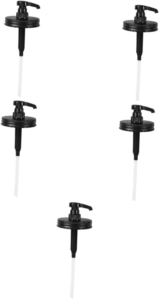 5pcs Syrup Pump Dispenser for Jam Honey Sauce Replacement Pump for Jars Easy Volume Control Versatile Kitchen Bar Use for Syrup Liquid Condiments